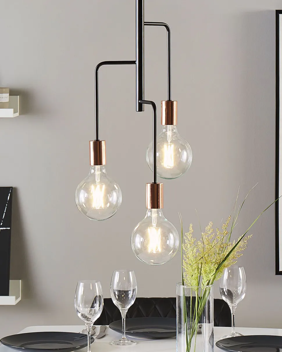 Candeeiro De Teto Para 3 Lampadas Preto Bogna