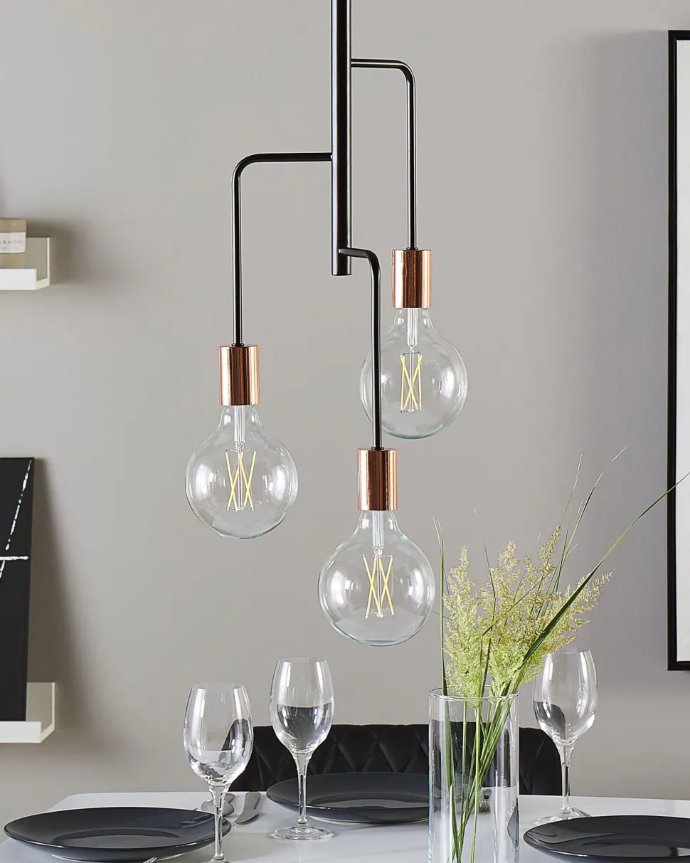 Candeeiro De Teto Para 3 Lampadas Preto Bogna