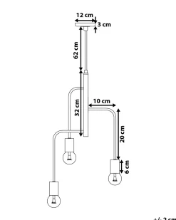 Candeeiro De Teto Para 3 Lampadas Preto Bogna