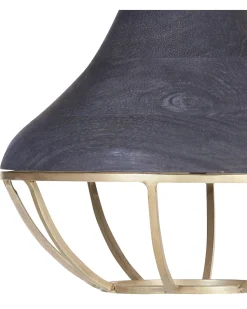 Candeeiro De Teto Para 2 Lampadas Em Madeira Preta Bagmati