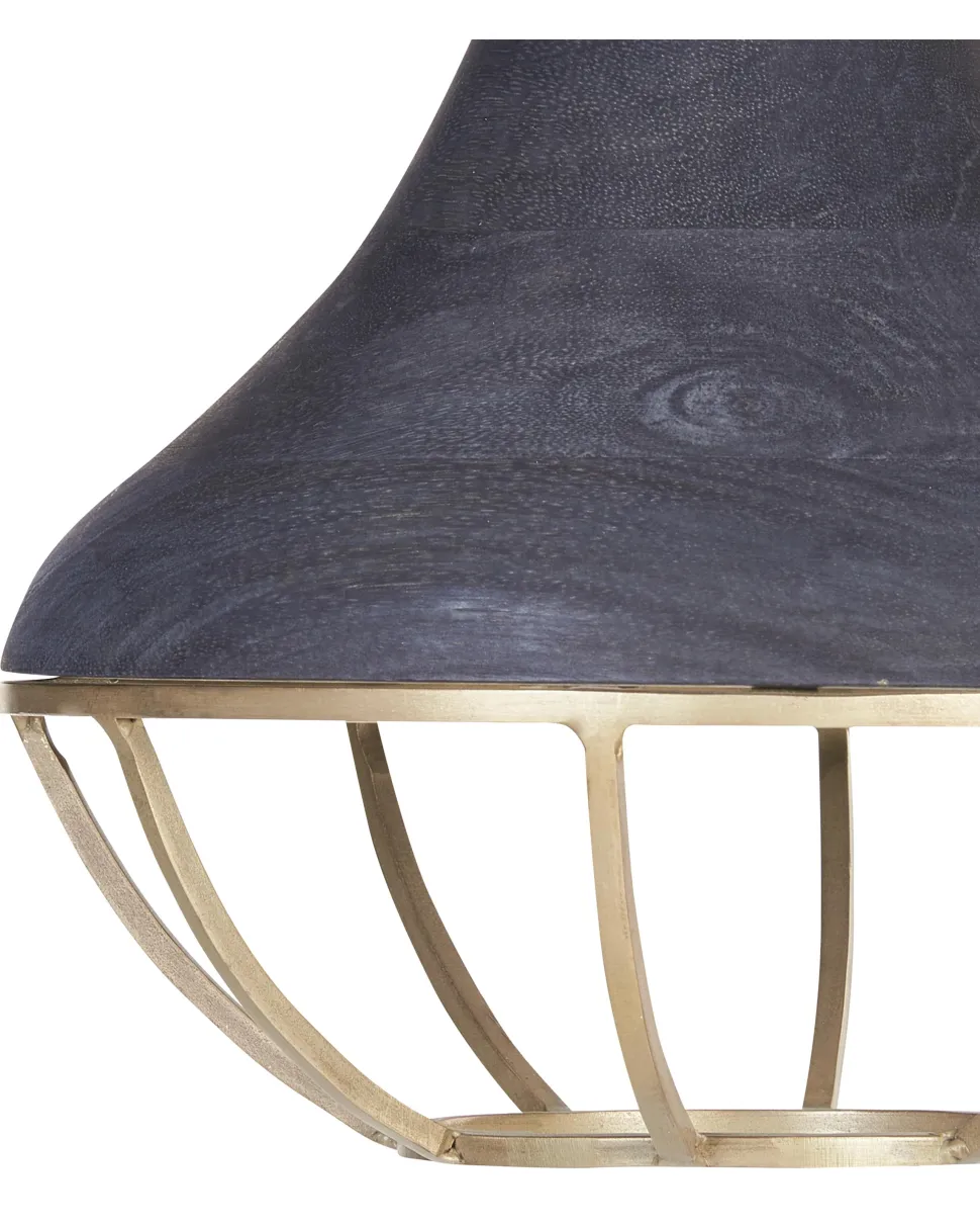 Candeeiro De Teto Para 2 Lampadas Em Madeira Preta Bagmati