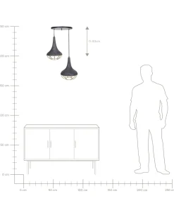 Candeeiro De Teto Para 2 Lampadas Em Madeira Preta Bagmati