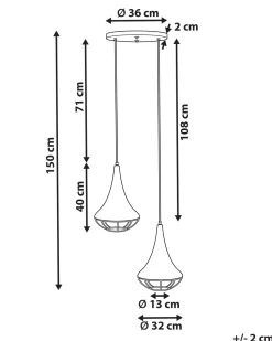 Candeeiro De Teto Para 2 Lampadas Em Madeira Preta Bagmati