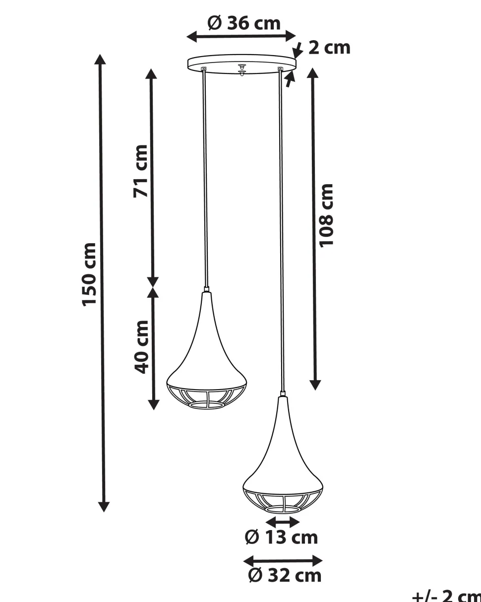 Candeeiro De Teto Para 2 Lampadas Em Madeira Preta Bagmati