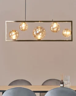 Candeeiro De Teto Para 5 Lampadas Em Metal Cor De Bronze Geehi
