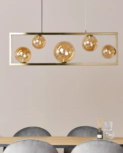 Candeeiro De Teto Para 5 Lampadas Em Metal Cor De Bronze Geehi