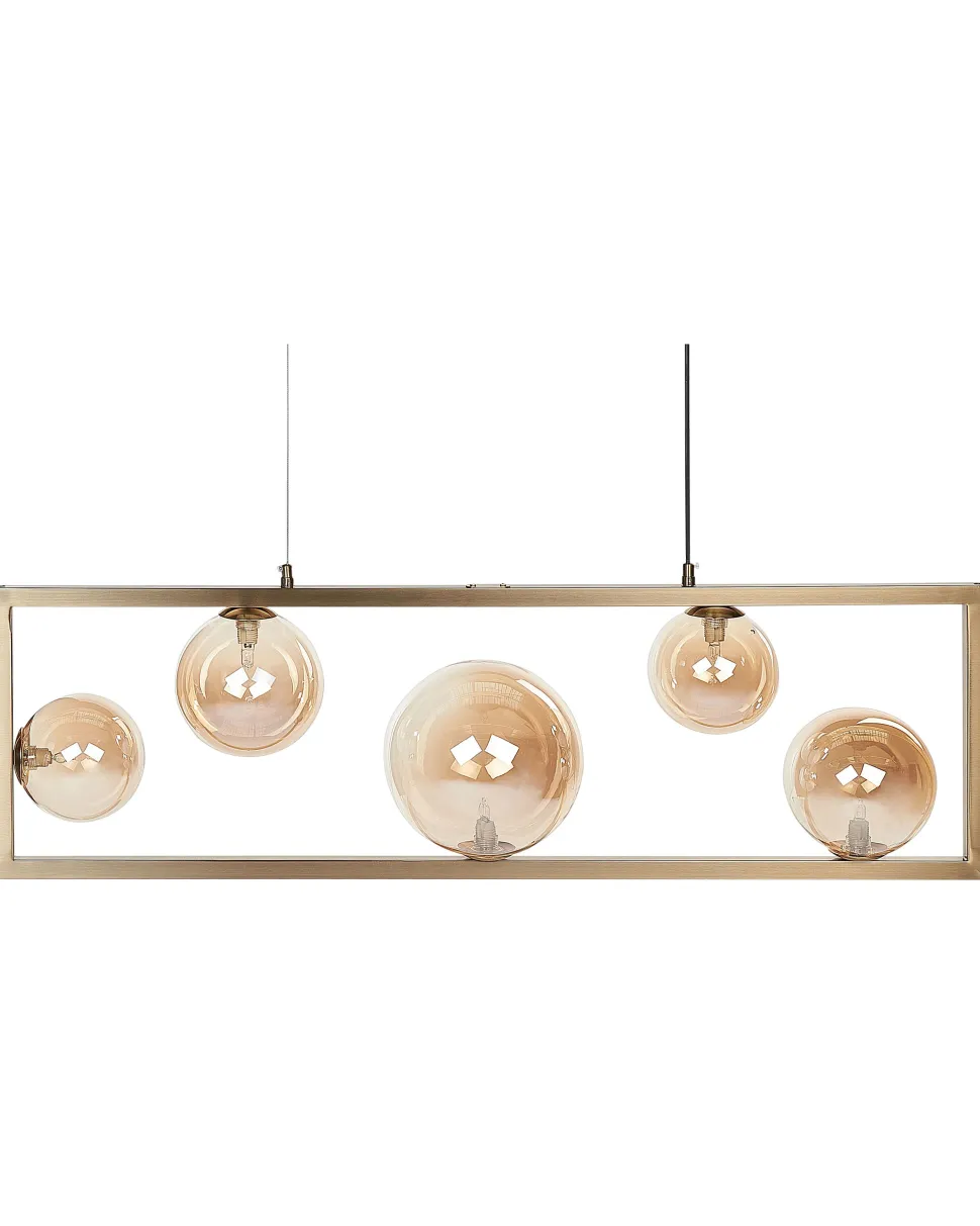 Candeeiro De Teto Para 5 Lampadas Em Metal Cor De Bronze Geehi