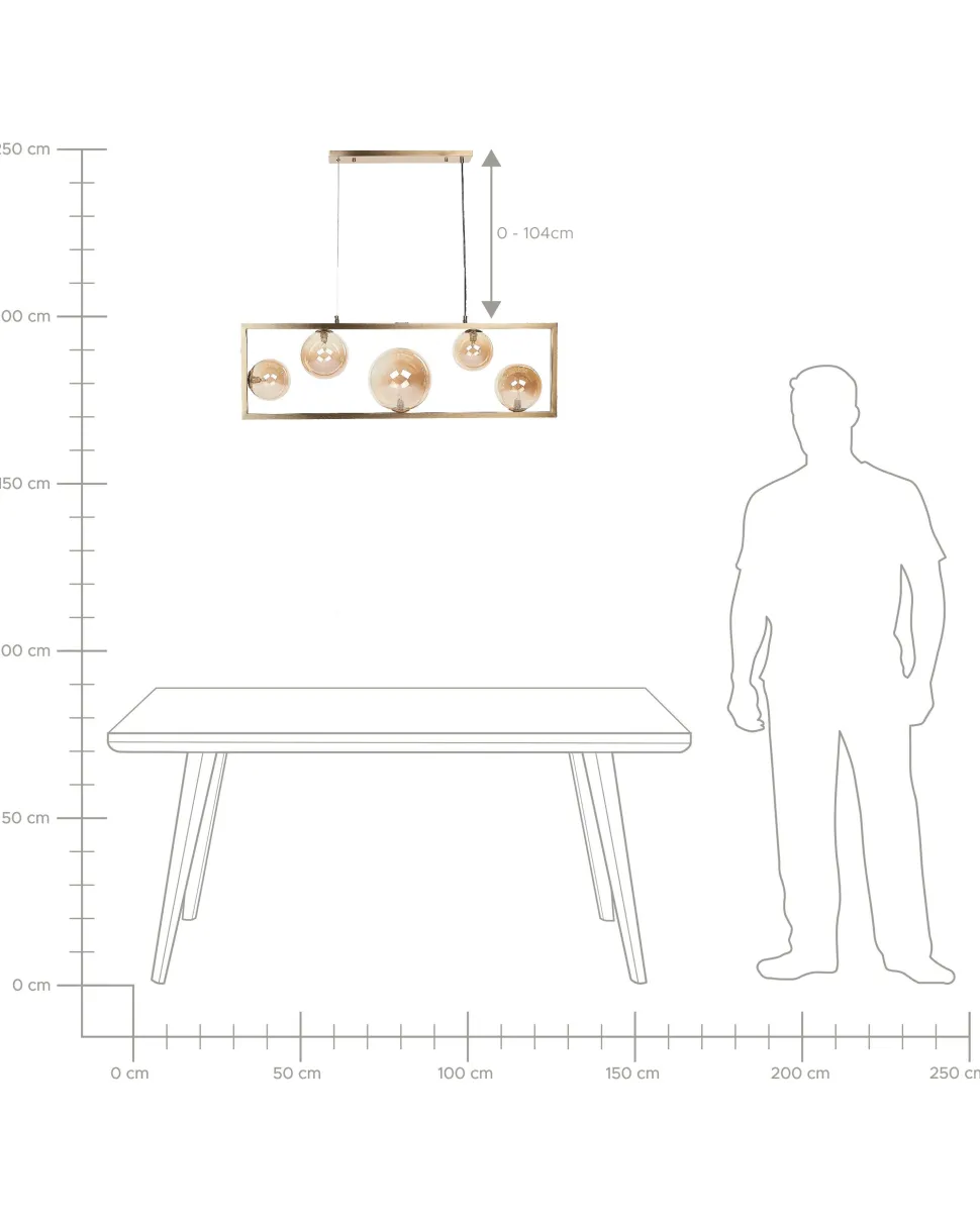 Candeeiro De Teto Para 5 Lampadas Em Metal Cor De Bronze Geehi