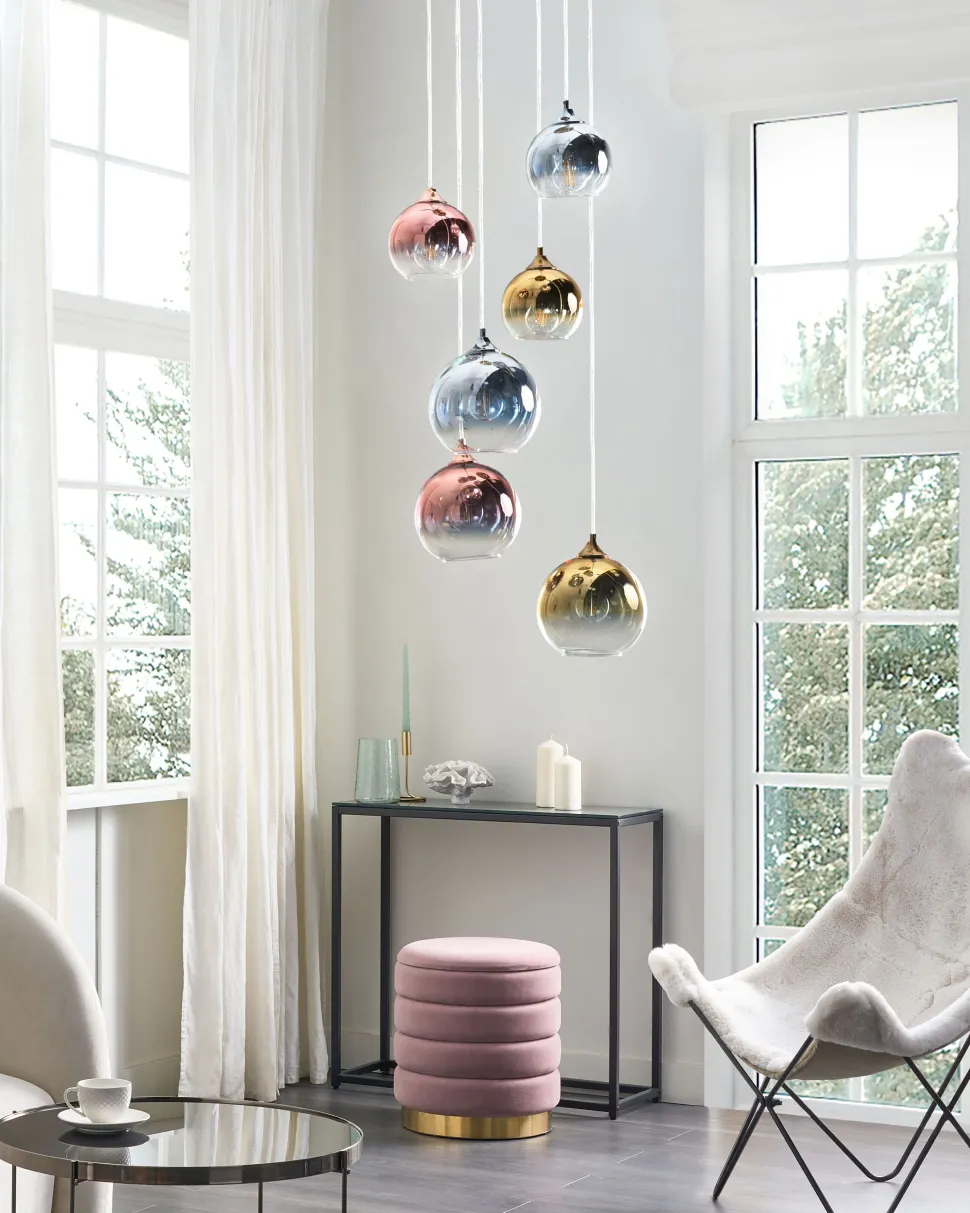 Candeeiro De Teto Para 6 Luzes Em Vidro Multicolor Tooma