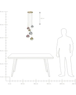 Candeeiro De Teto Para 6 Luzes Em Vidro Multicolor Tooma