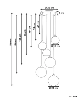 Candeeiro De Teto Para 6 Luzes Em Vidro Multicolor Tooma