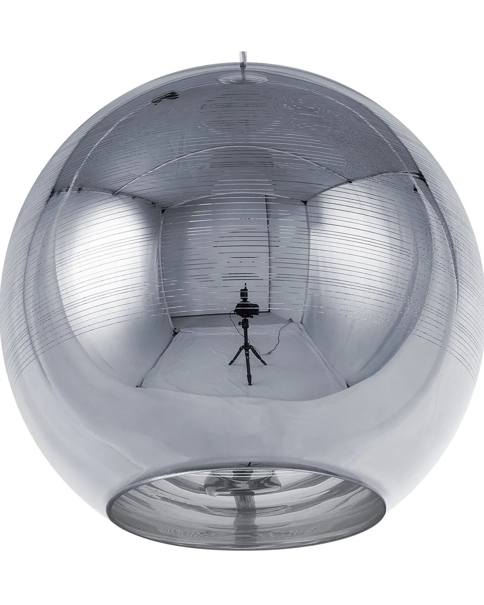 Candeeiro De Teto Prateado Abajur De Vidro Asaro