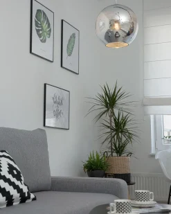 Candeeiro De Teto Prateado Abajur De Vidro Asaro