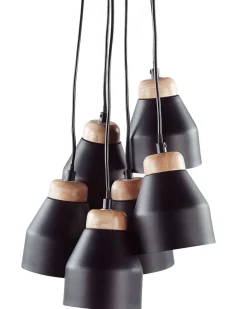 Candeeiro De Teto Preto Com 6 Unidades Cestos