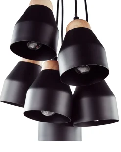 Candeeiro De Teto Preto Com 6 Unidades Cestos