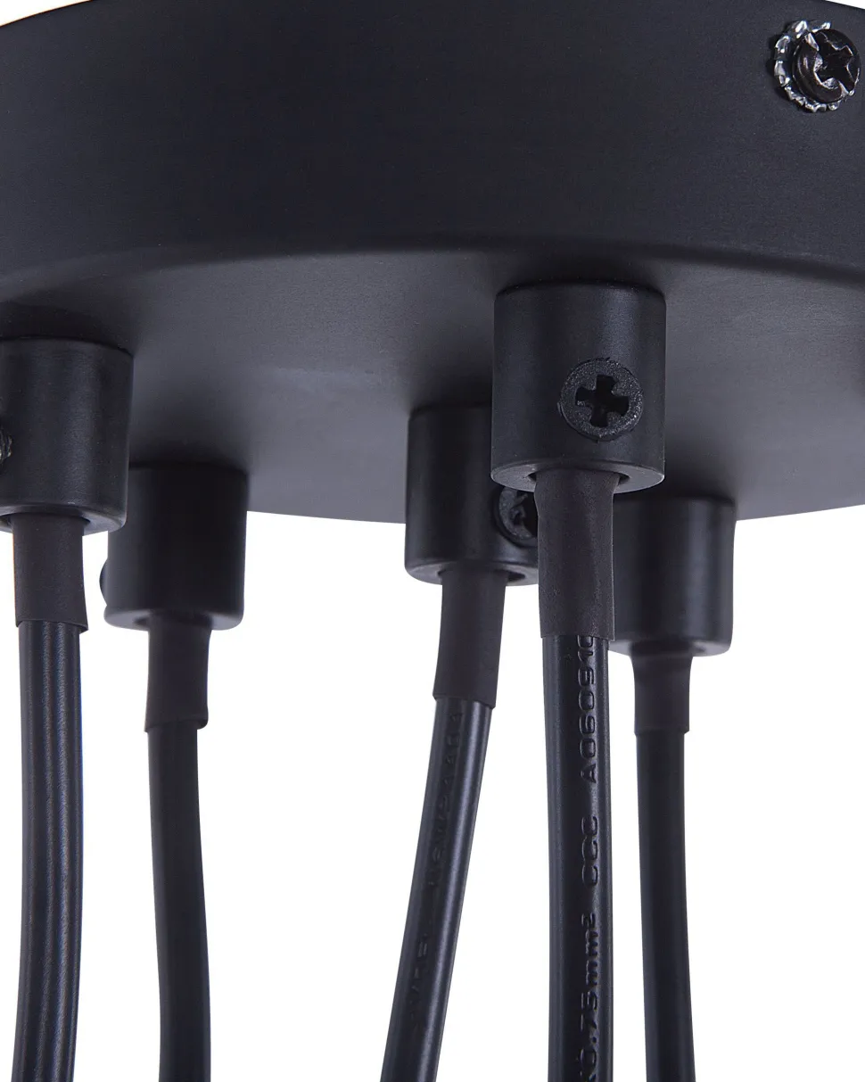 Candeeiro De Teto Preto Com 6 Unidades Cestos