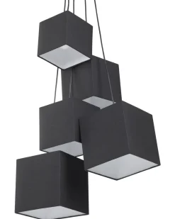Candeeiro De Teto Preto Com 5 Abajures Em Forma De Cubo Mesta