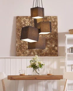 Candeeiro De Teto Preto Com 5 Abajures Em Forma De Cubo Mesta