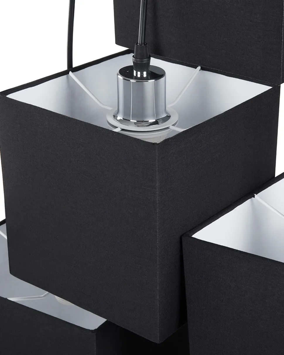 Candeeiro De Teto Preto Com 5 Abajures Em Forma De Cubo Mesta