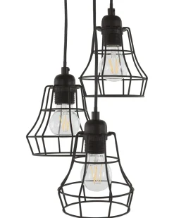 Candeeiro De Teto Preto Com 3 Unidades Pecwan