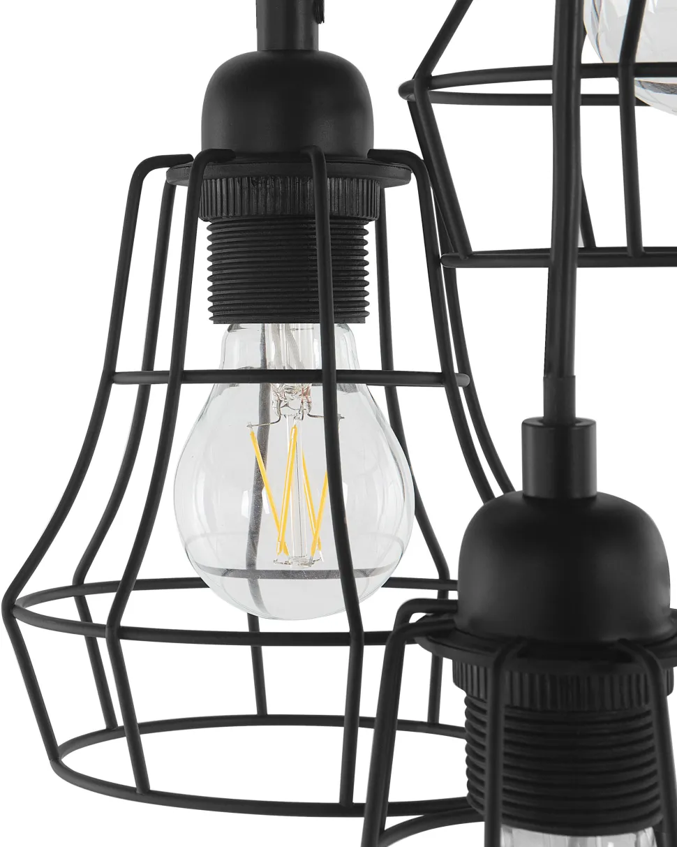 Candeeiro De Teto Preto Com 3 Unidades Pecwan