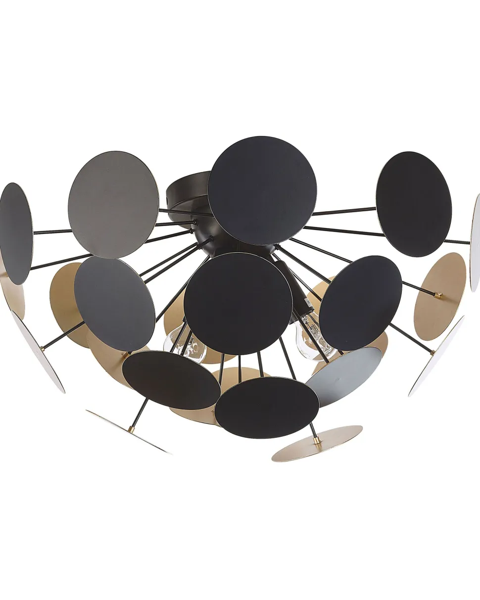 Candeeiro De Teto Preto E Dourado Para 3 Lampadas Maritsa