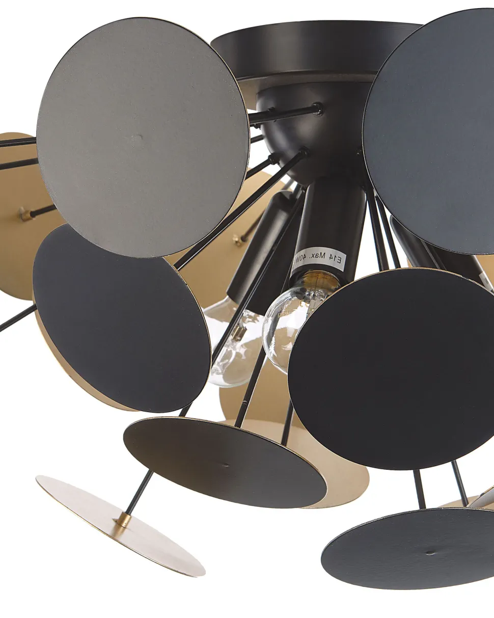 Candeeiro De Teto Preto E Dourado Para 3 Lampadas Maritsa