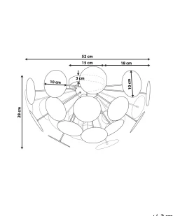 Candeeiro De Teto Preto E Dourado Para 3 Lampadas Maritsa