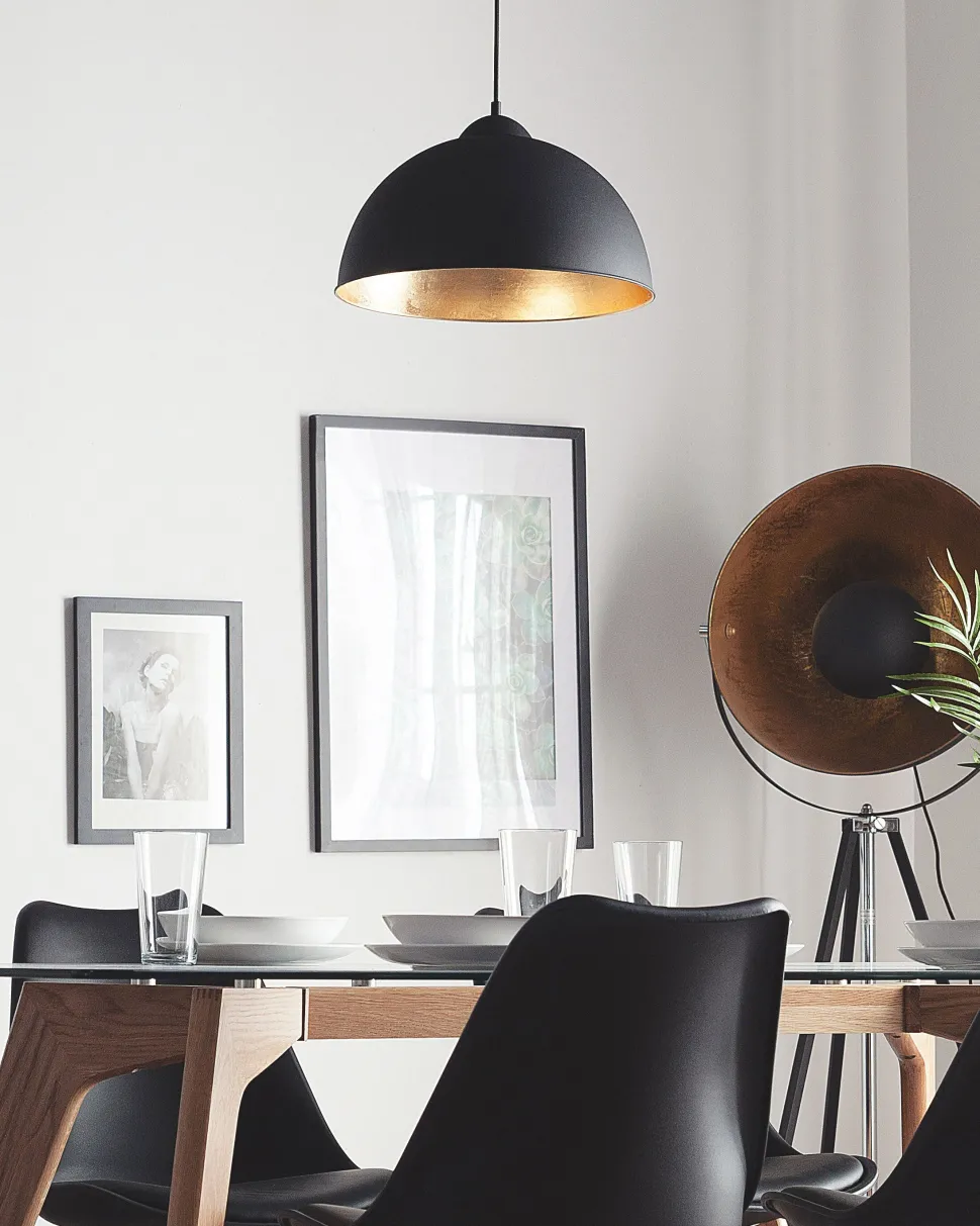 Candeeiro De Teto Preto E Dourado Cetina