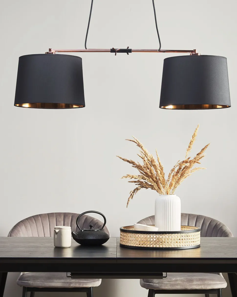 Candeeiro De Teto Preto E Cor De Cobre Fucino