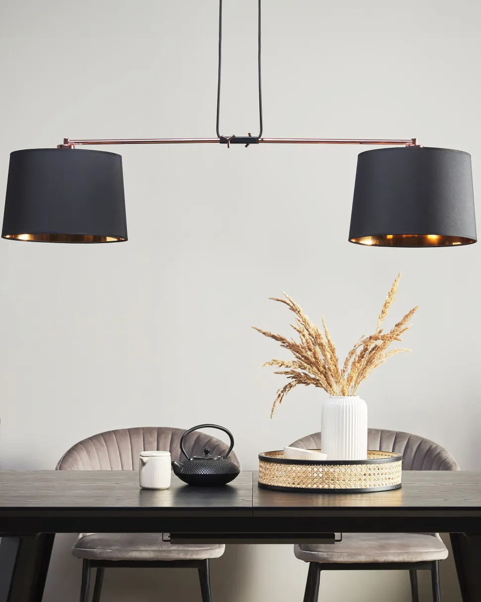 Candeeiro De Teto Preto E Cor De Cobre Fucino