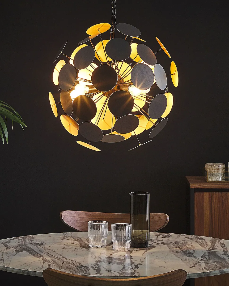 Candeeiro De Teto Preto E Dourado Para 4 Lampadas Maritsa