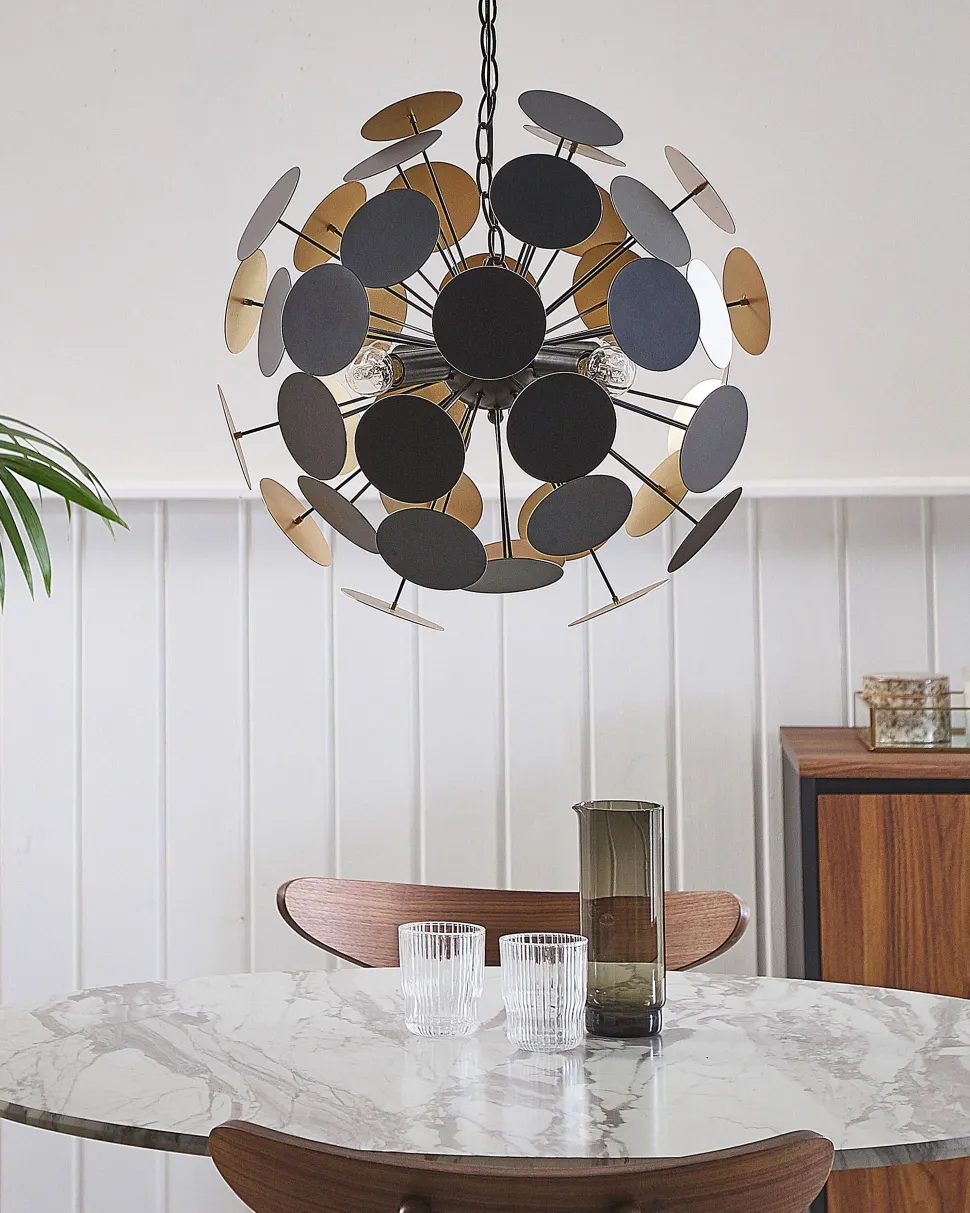 Candeeiro De Teto Preto E Dourado Para 4 Lampadas Maritsa