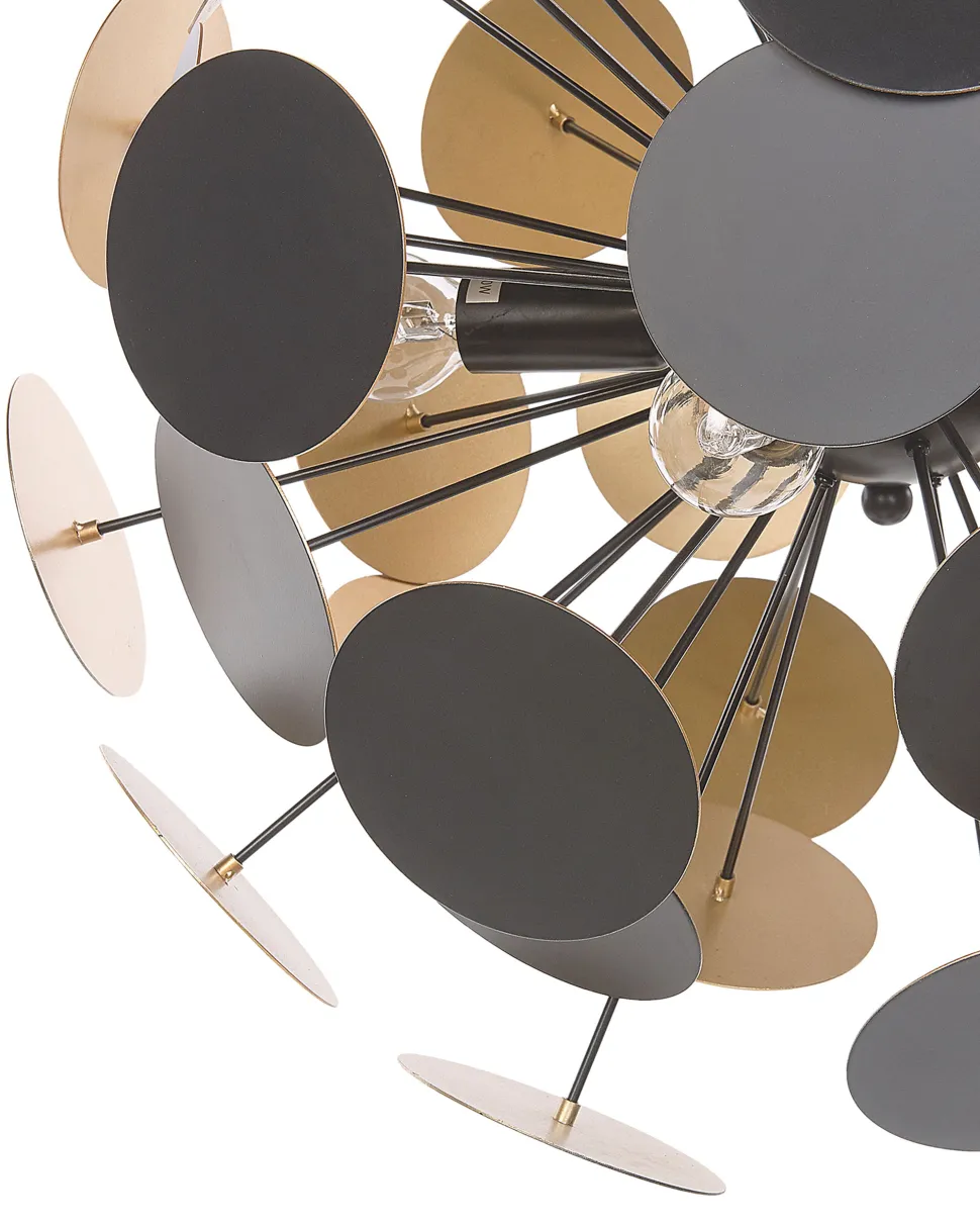 Candeeiro De Teto Preto E Dourado Para 4 Lampadas Maritsa