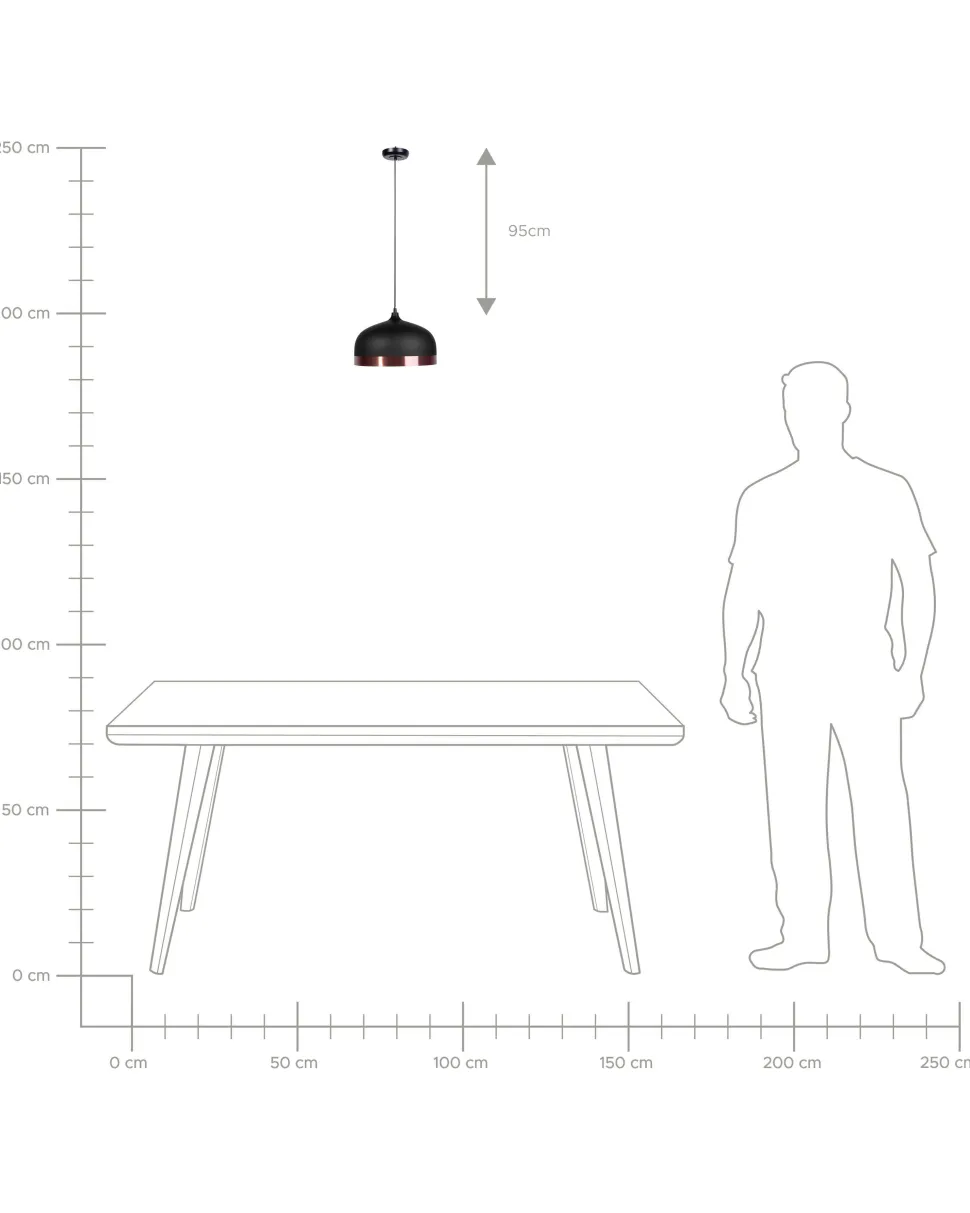 Candeeiro De Teto Preto E Cor De Cobre Parina