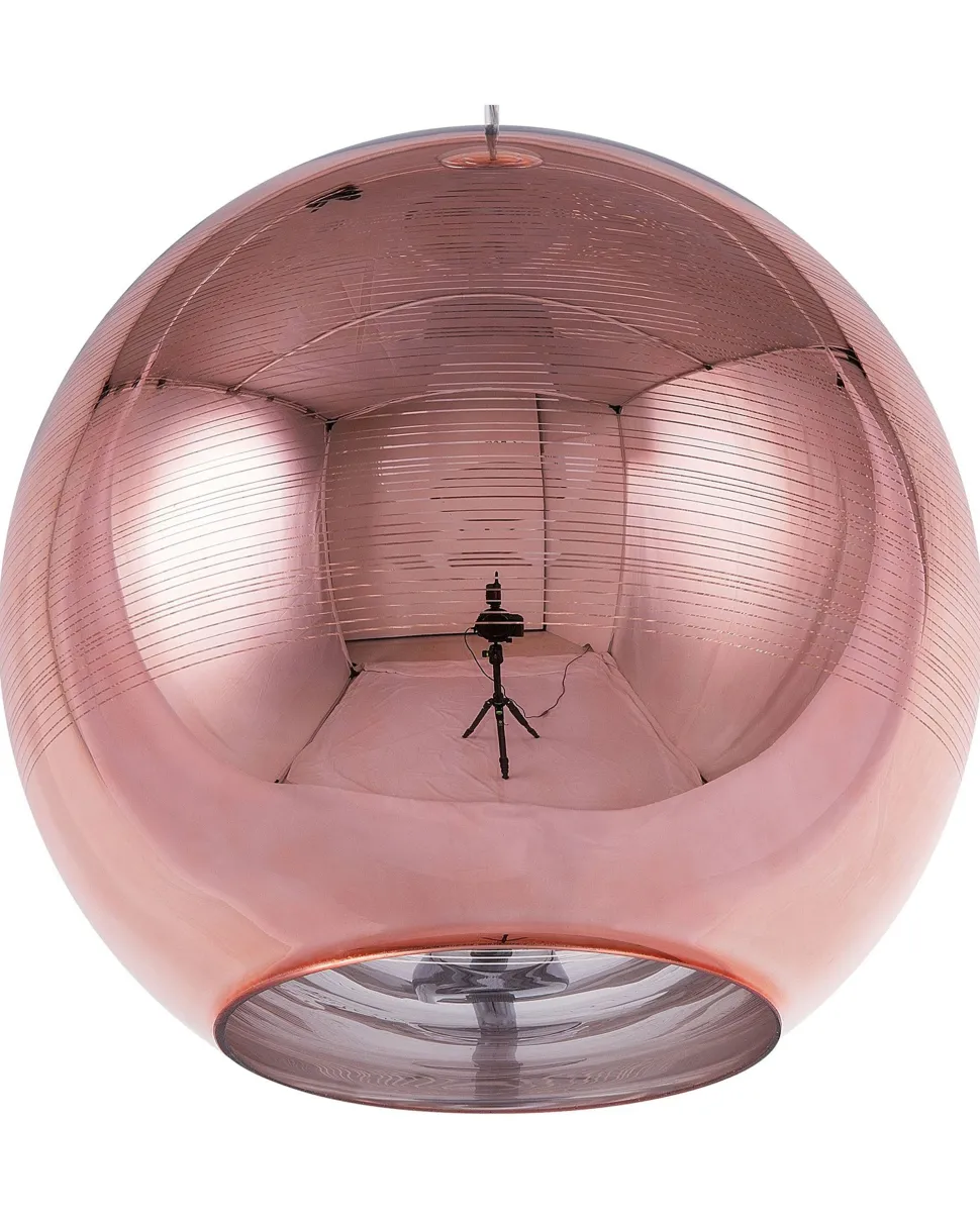 Candeeiro De Teto Rosa Dourado Abajur De Vidro Asaro