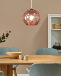 Candeeiro De Teto Rosa Dourado Abajur De Vidro Asaro