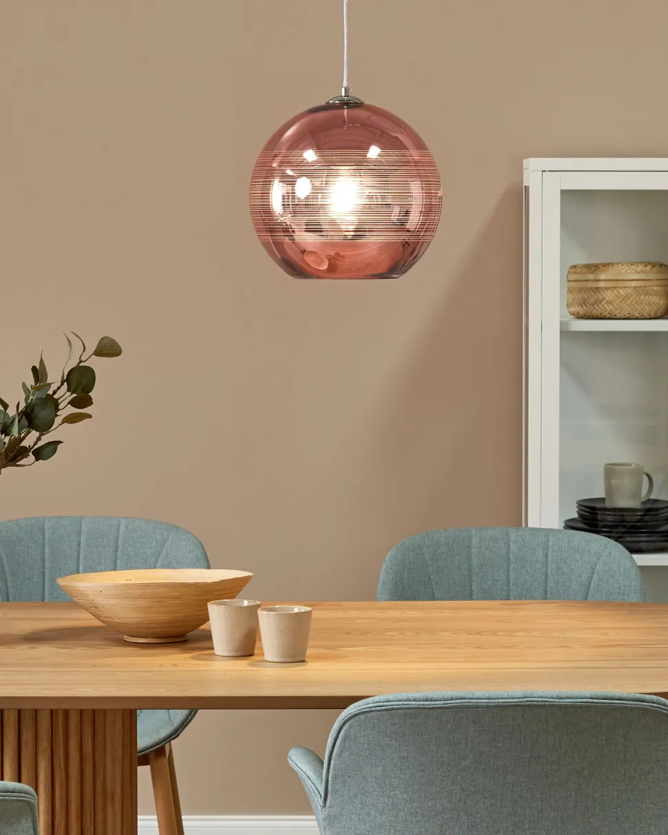 Candeeiro De Teto Rosa Dourado Abajur De Vidro Asaro