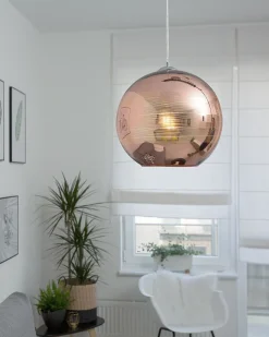 Candeeiro De Teto Rosa Dourado Abajur De Vidro Asaro