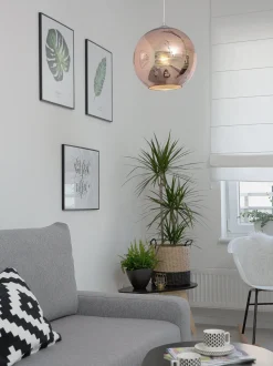 Candeeiro De Teto Rosa Dourado Abajur De Vidro Asaro