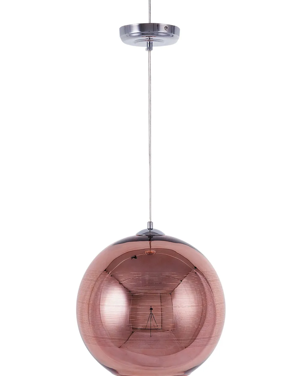 Candeeiro De Teto Rosa Dourado Abajur De Vidro Asaro