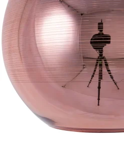 Candeeiro De Teto Rosa Dourado Abajur De Vidro Asaro