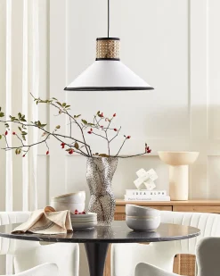 Candeeiro De Teto Suspenso Branco E Natural 188 Cm Mantua