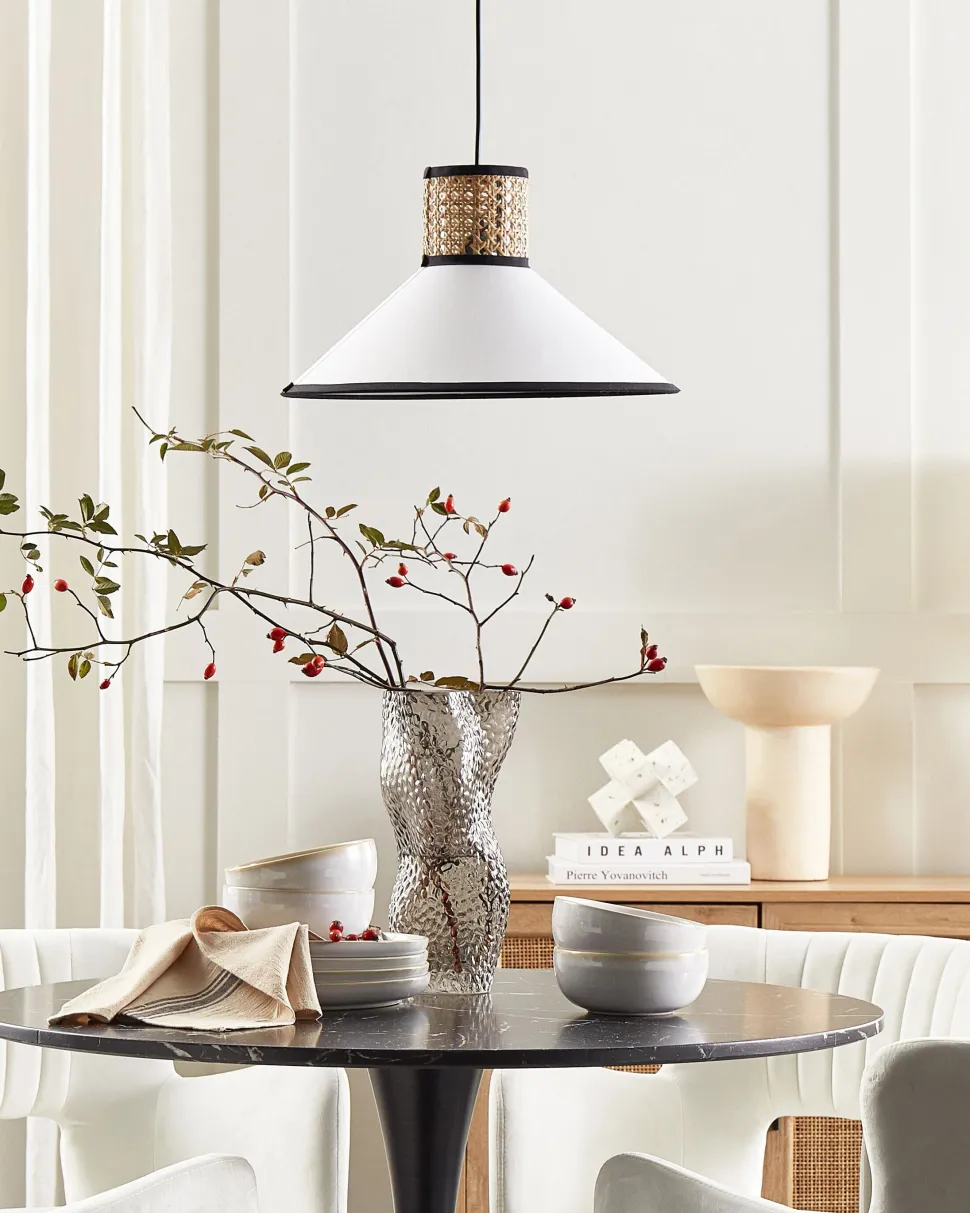 Candeeiro De Teto Suspenso Branco E Natural 188 Cm Mantua