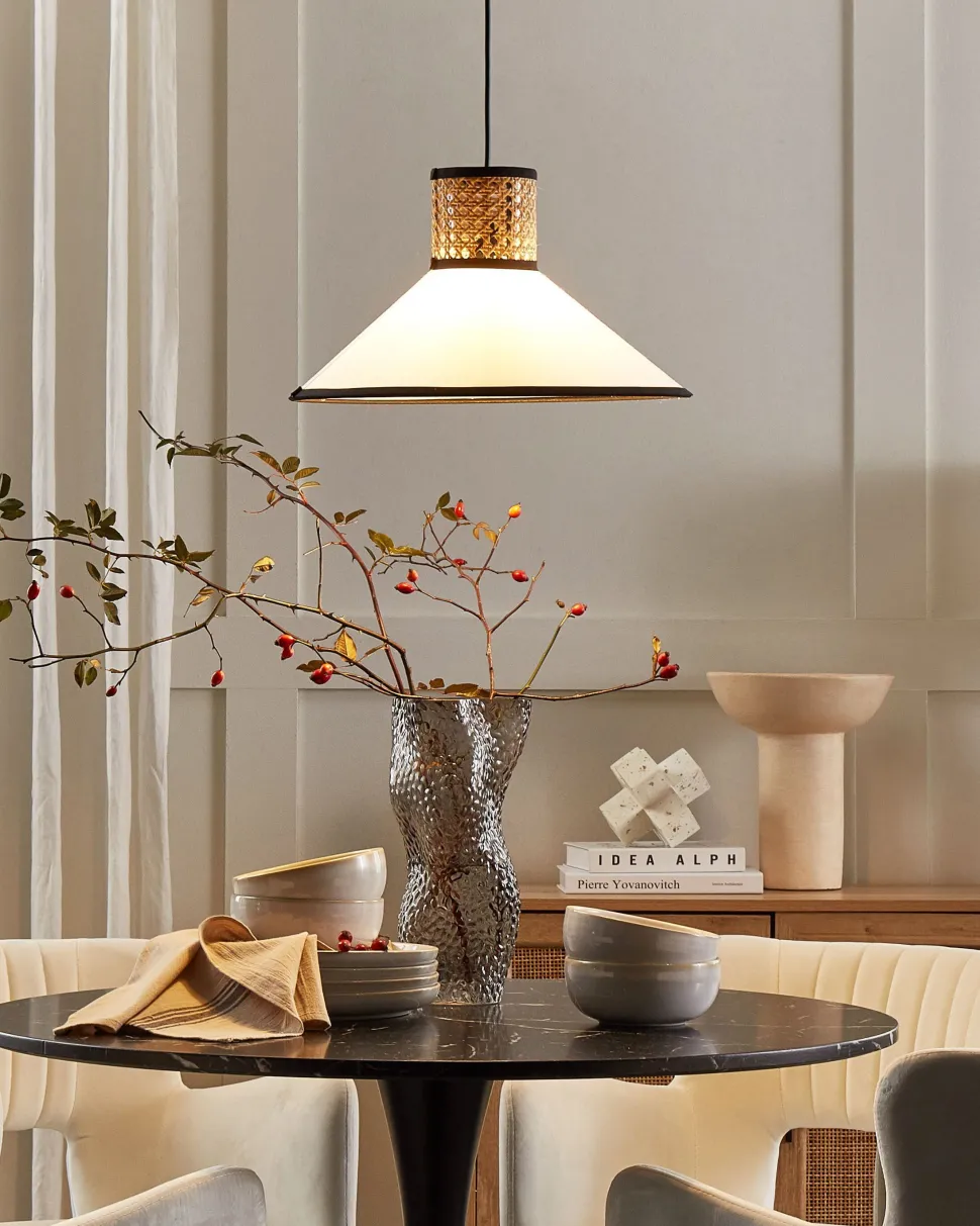 Candeeiro De Teto Suspenso Branco E Natural 188 Cm Mantua