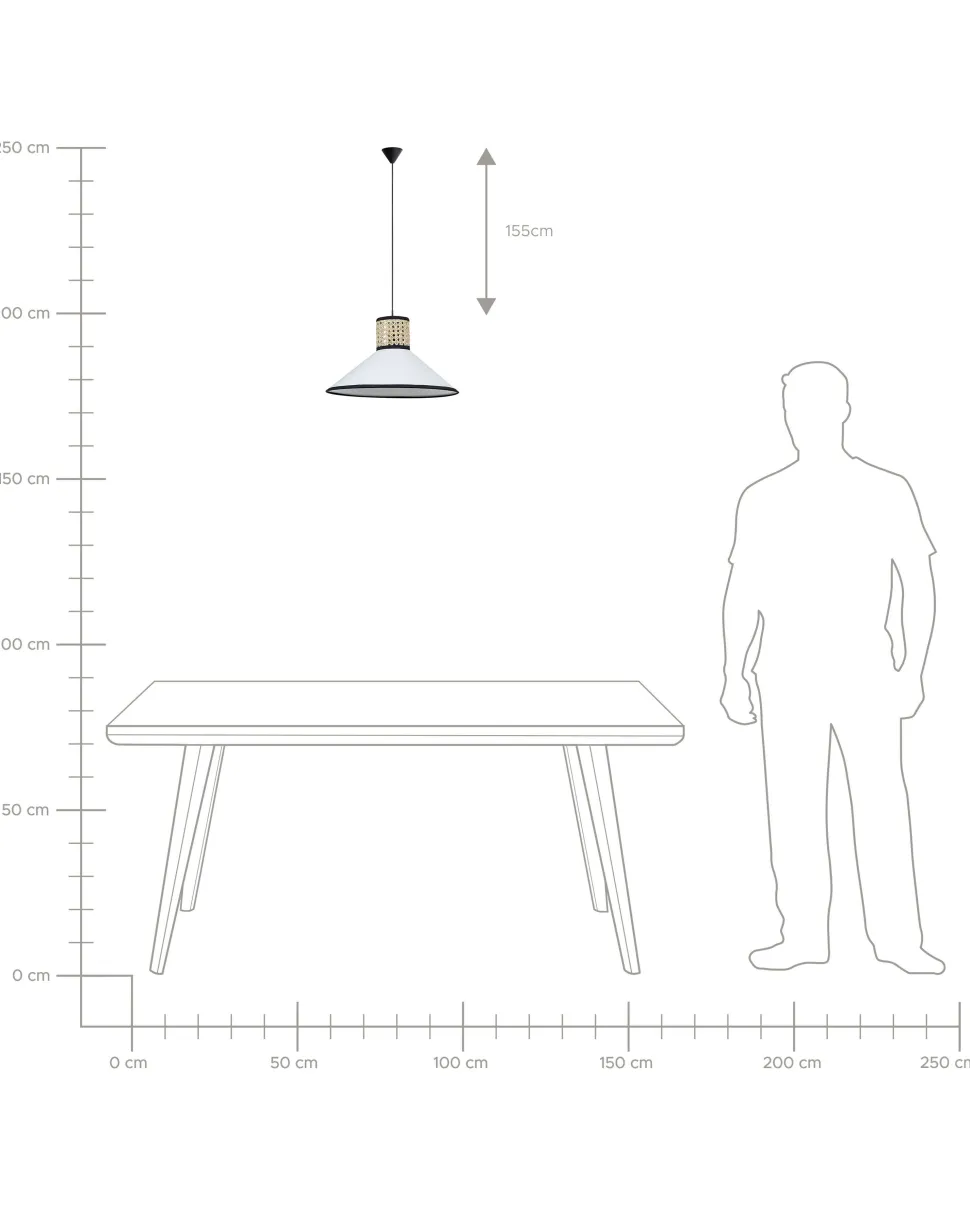 Candeeiro De Teto Suspenso Branco E Natural 188 Cm Mantua