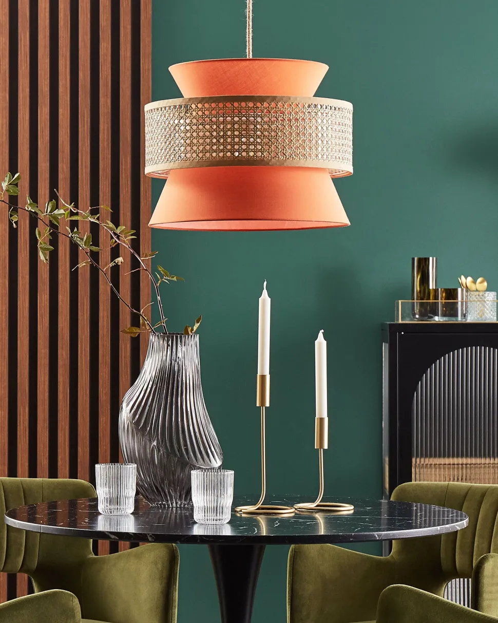 Candeeiro De Teto Suspenso Em Rattan Vermelho E Natural 167 Cm Luyano