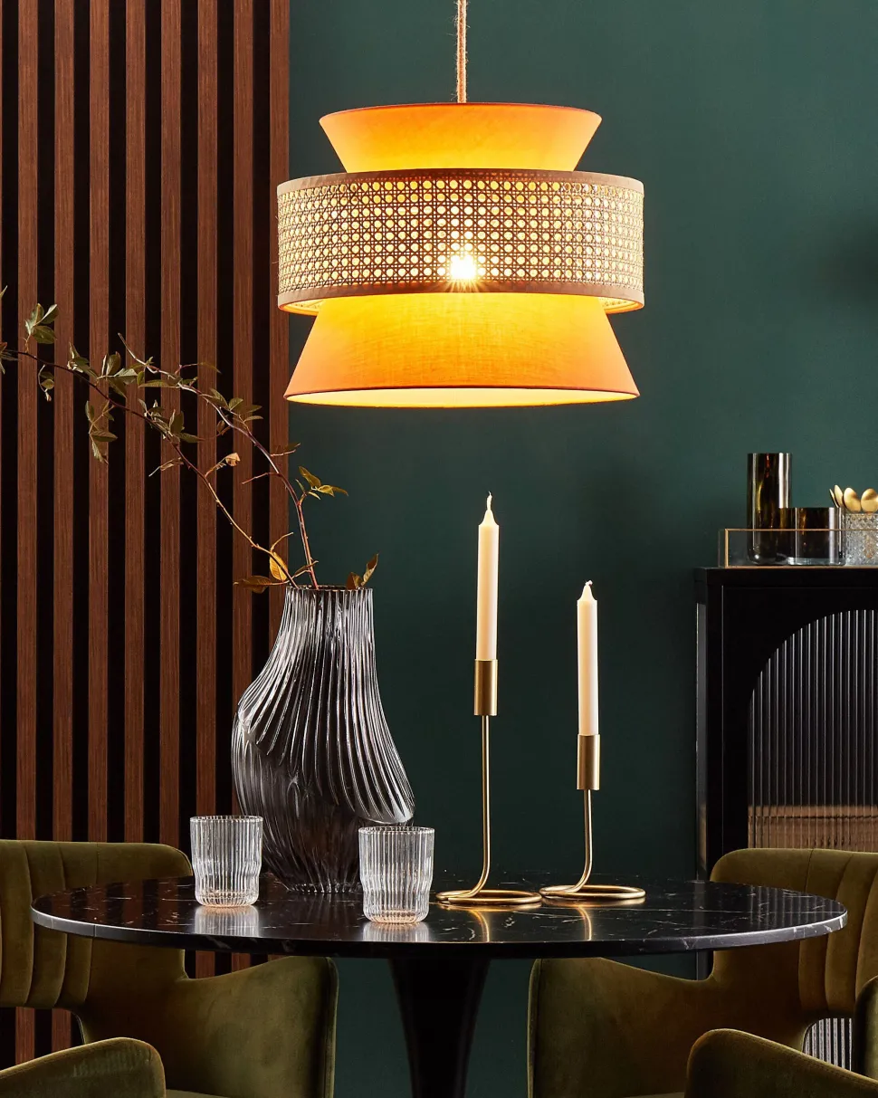 Candeeiro De Teto Suspenso Em Rattan Vermelho E Natural 167 Cm Luyano