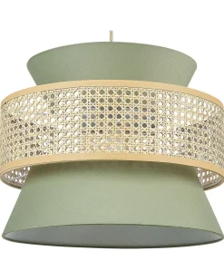 Candeeiro De Teto Suspenso Em Rattan Verde E Natural 167 Cm Luyano