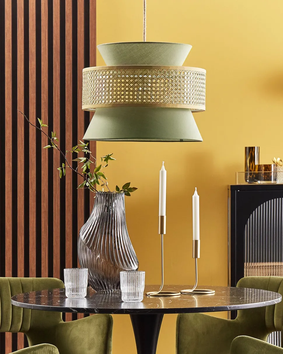 Candeeiro De Teto Suspenso Em Rattan Verde E Natural 167 Cm Luyano